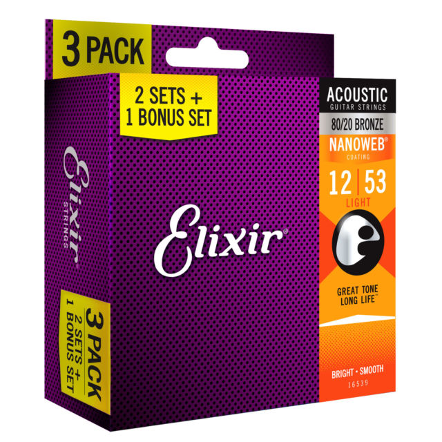 Elixir 16539 NANOWEB Coating Light 12-53 3PACK | Obrázok 1 | eplay.sk